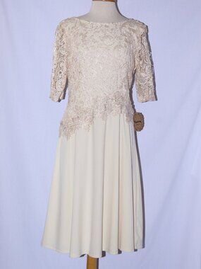 Fanny #1694 Short Jersey & Lace Formal Mother's Dress-Size 2X- IVORY-NEW